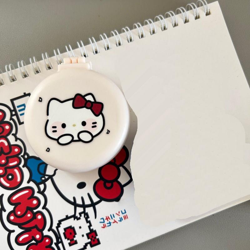 

1Pcs Hellokitty Pocket Cosmetic Air Cushion Massage Combs Anime Kawaii Kt Cat Mini Portable Folding Hair Brush With Mirror белый