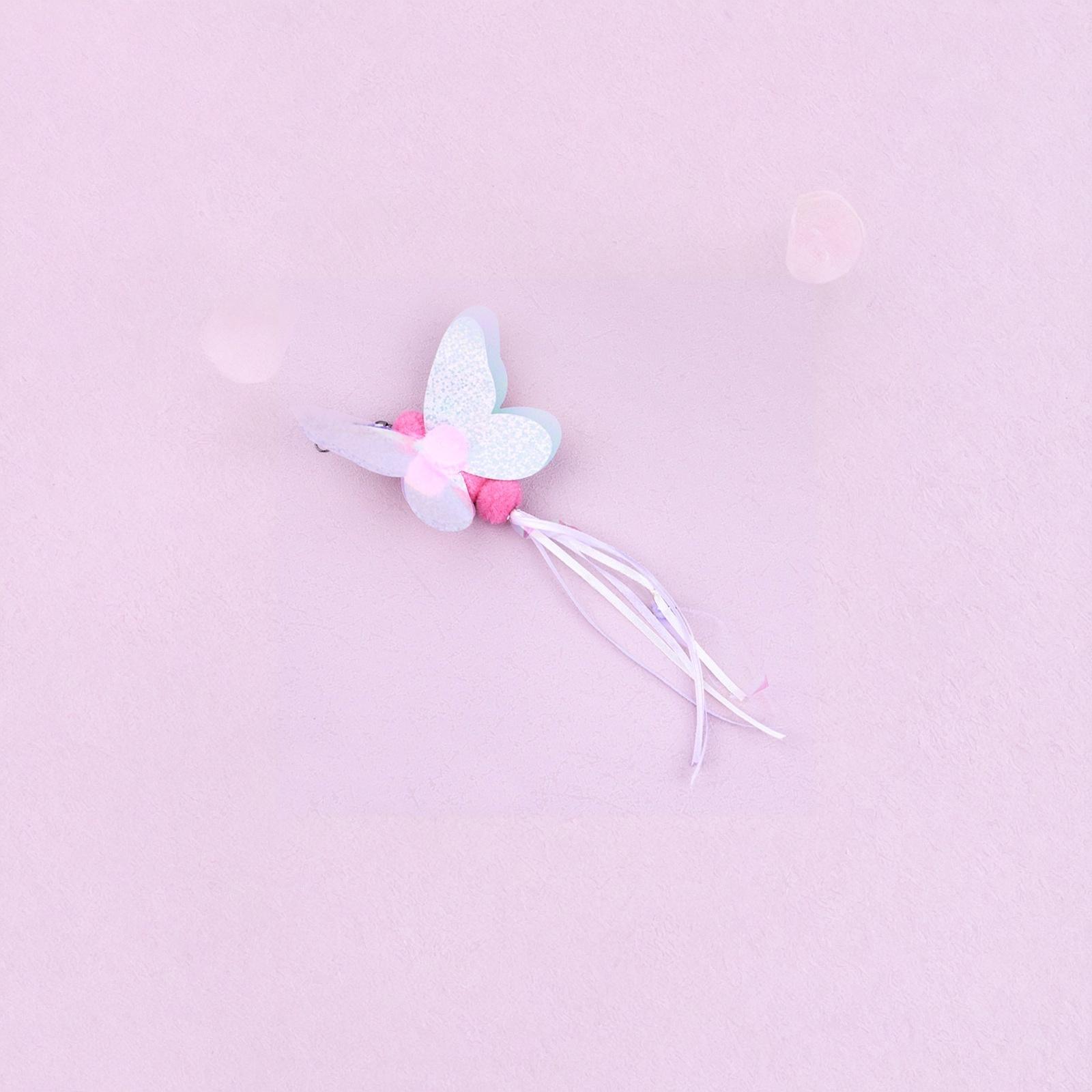 Toy Butterfly Caterpillar Feather Teaser Wand with Bell Interactive Pet Supplies one size розовый