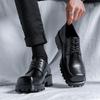 Herrenmode Hochzeitsparty Kleiderschuhe Schnürschuhe eckige Zehenpartie Derby-Schuh schwarz stilvolle Plateausneaker echtes Leder Schuhwerk