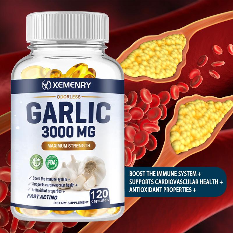 XEMENRY Capsule d'Aglio Inodori - Estratto d'Aglio da 3000mg - Sistema Immunitario e Salute Cardiovascolare