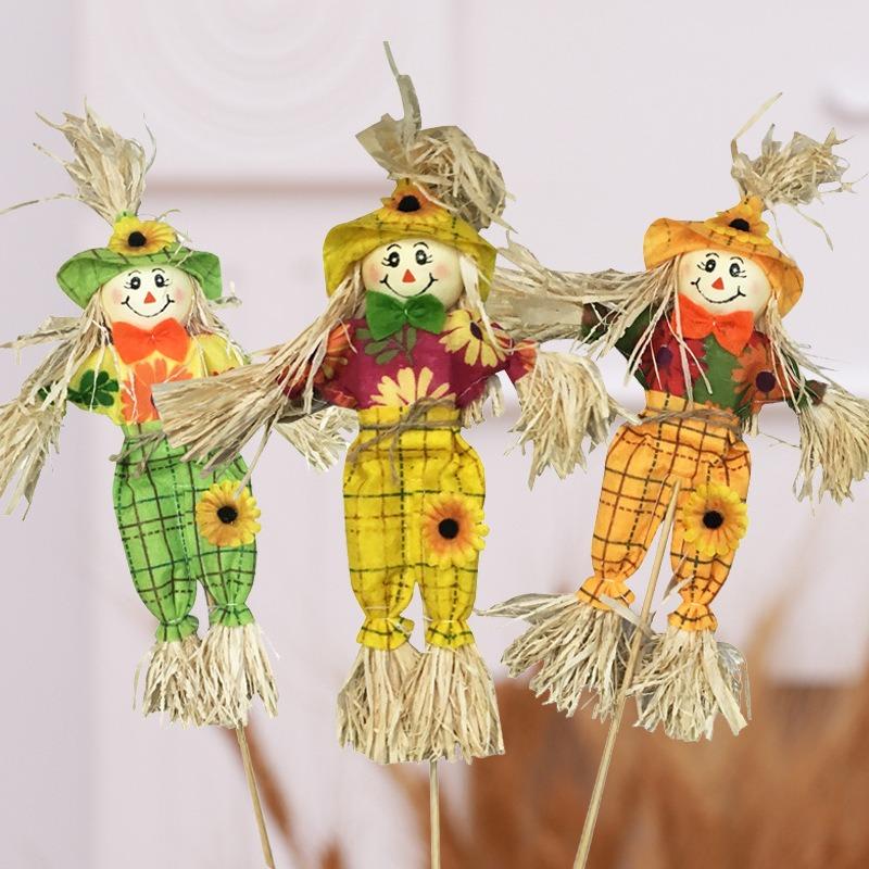 Cute Halloween Scarecrow Ornament Small Standing Scarecrow Welcome Sign Cartoon Garden Scarecrows Ornament Home Ornament