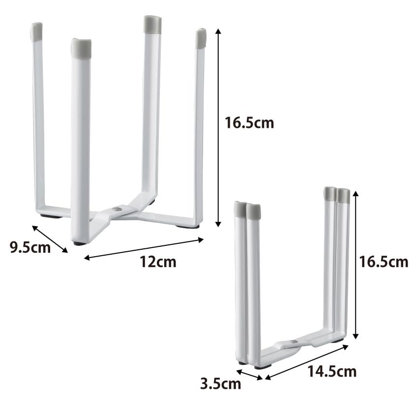 Yamazaki Jitsugyo 6534 Plastposeholder Hvit Ca. B12 x D9,5 x H16,5cm Tallerkenstativ Trekantet Hjørne Bordplate Søppelbøtte Slank Sammenleggbar