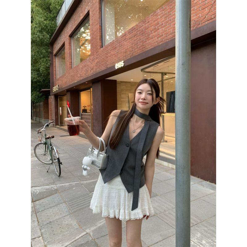 Kumikumi Fancy Vest Summer Top Suit