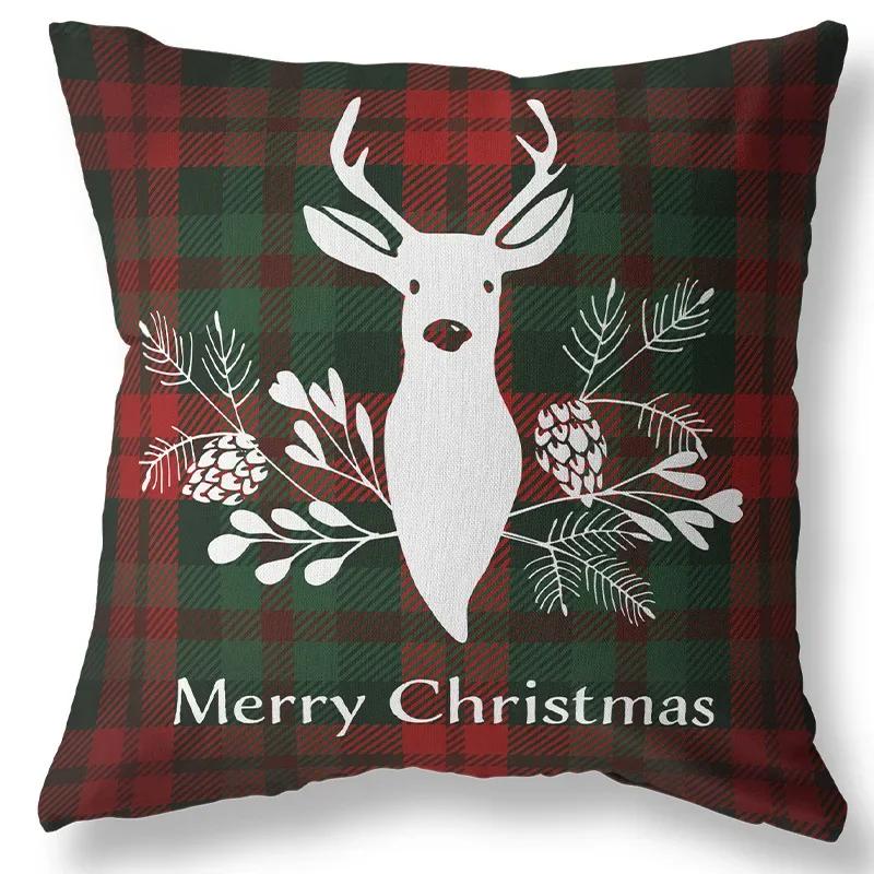New Year s Christmas new pillowcase peach skin velvet plaid  waist cushion square  home decorations, 30x30cm