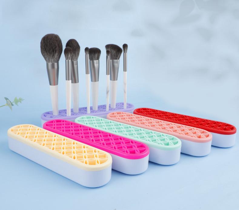 Punktuelle Silikon-Make-up-Pinsel-Aufbewahrungsbox & Lippenstift-/Augenbrauenstift-Halterständer