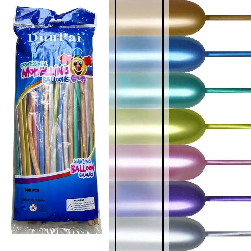 

100 шт. разноцветных длинных воздушных шаров - используются для украшения вечеринок своими руками, свадеб, Дня благодарения, дней рождения, Нового года и помолвок, волшебные воздушные шары 100pcs Metal color mixing