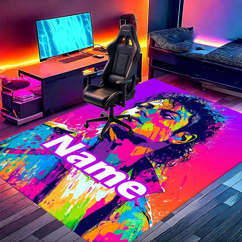Custom Name Personalized Michael Jackson Print Carpet, Versatile Home Decor Rug, for Playroom, Apartment, Balcony, Entryway, Hallway Gift