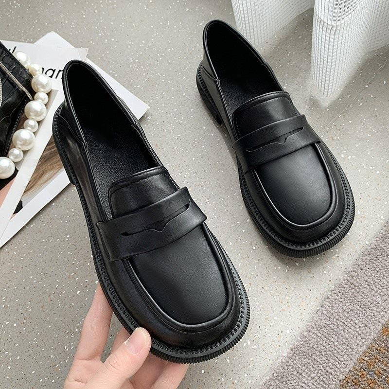 

Мягкая кожа мягкая подошва черные лоферы женские 2025 весна новая британская маленькая кожаная обувь ретро универсальная одинарная обувь на одном ремешке 40 чёрный