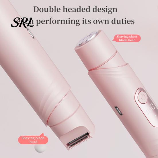 Wet Dry Electric Epilator Women Dual-Head Shaver, Rechargeable IPX7 Waterproof Bikini Trimmer, Hair Removal Tool for Face Body Underarms Legs Painless
