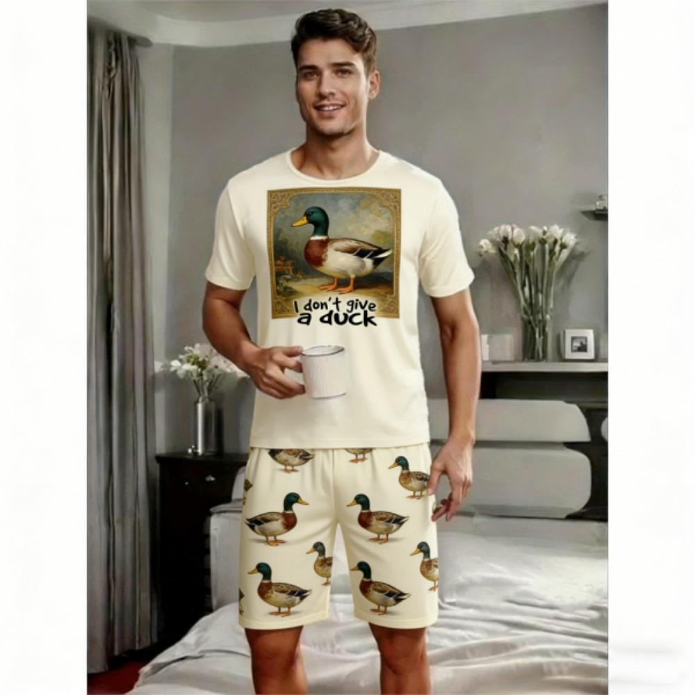 Kids Set Funny Duck Printed Kids T-shirt and Shorts 2 Piece Set Summer Casual Outdoor Boys and Girls Outfit Kids Clothing