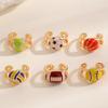 Colourful Adjustable Finger Ring Copper Sports Balls Shaped Open Rings Football Ear Clips  Holiday