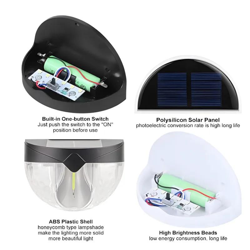 IP65 LED Solar Wall Lights Outdoor Waterproof Yard Solar Lights Corrugated Lamp For Fence Terrace Garden Path Decorative Lights