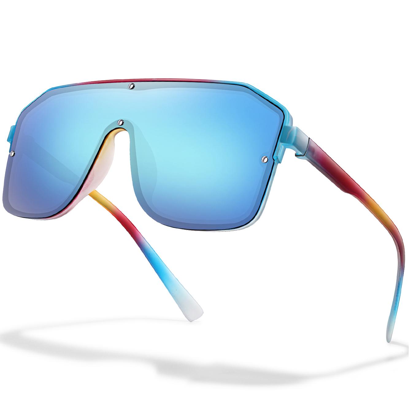 Attractive Glasses Men's And Wo's Large Frame Sunglasses Large Square Frame Uv400 Glasses Running Riding Driving Hiking Outdoor Sports Eyewear