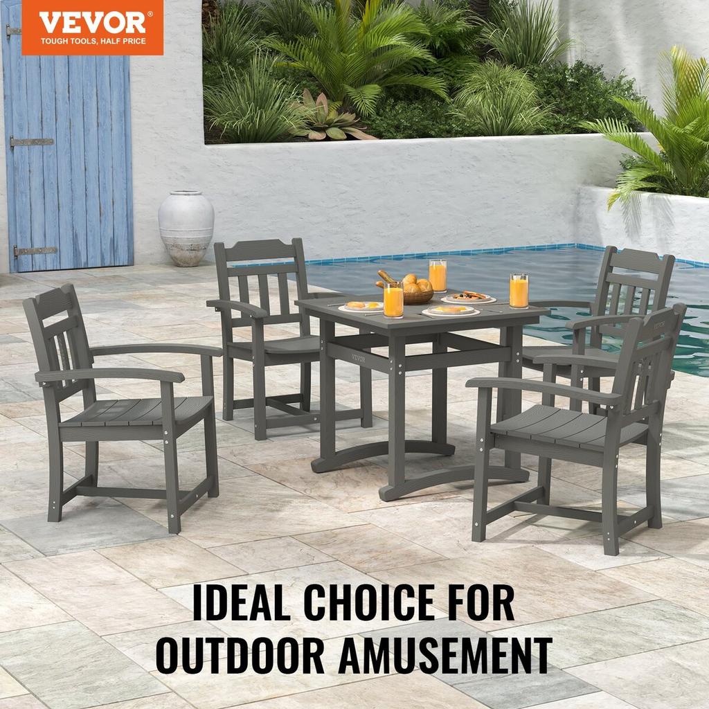 5 Pieces Patio Dining Set, Outdoor Square Furniture Table and Chairs, All Weather Garden Furniture Table Sets, HIPS Small Patio Conversation Set, For