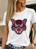 Vibrant Abstract Mosaic Tiger Unisexs T Shirt Colorful Wild Animal Art Graphic Tee Short Sleeve Casual Party Street Ladies Tops