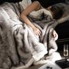 Luxury Faux Fox Fur Blanket: Thick, Warm Raschel Cover for Autumn/Winter, Perfect for Sofa or Air Conditioning Use.