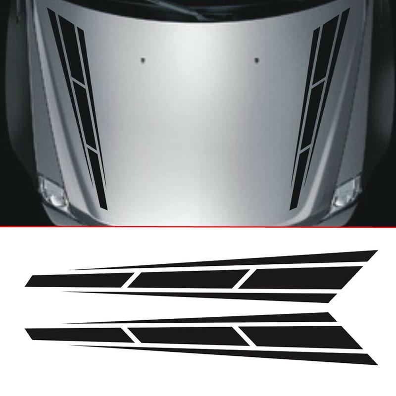 2x Black Car Exterior Racing Stickers Front Hood Decal Strip Tape Kit Universal