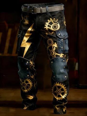 Y popular D printed men's trousers retro overalls new punk men's clothing independent