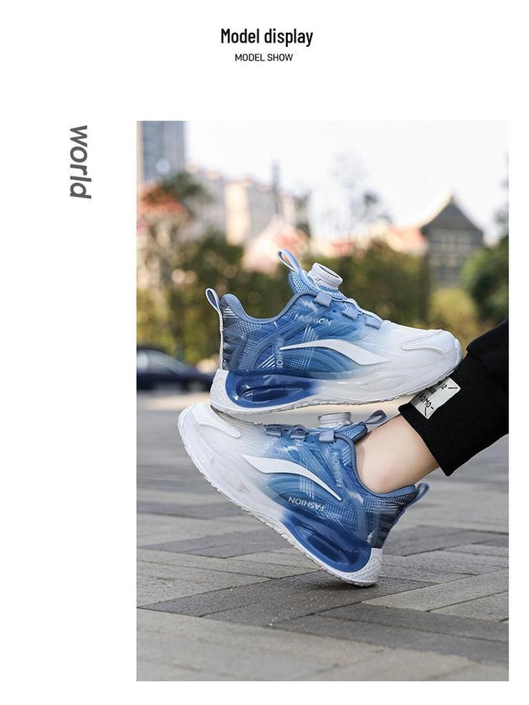 Boys' 2025 Spring Mesh Running Shoes with Rotating Buckle - Breathable, Sporty Design for Medium and Large Children