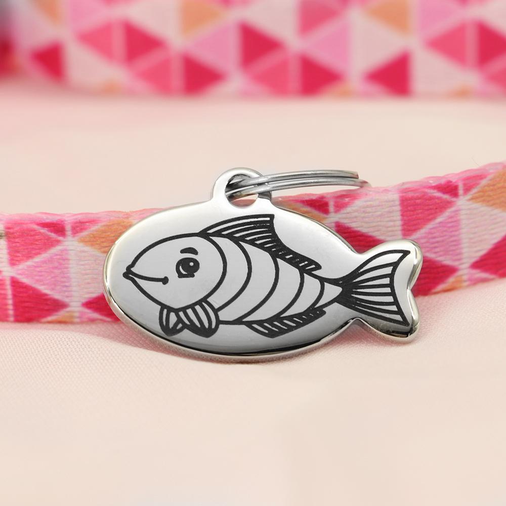 Personalized Cat Id Tag Custom Cats Kitten ID Tags Engraved Cat Collar Pendant Necklace Pet Accessories Cat Face Fish Shape