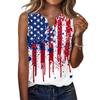 Canotta da donna senza maniche con scollo a V e bottoni sul davanti, camicetta casual estiva, stampa bandiera americana, leggera, vestibilità ampia