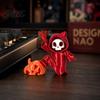 Personality Car Ornament Mini Grim Reaper Statue 3D Printed Skull Pumpkin Figurine Three-Dimensional Cute Gothic Dashboard Accessory for Office