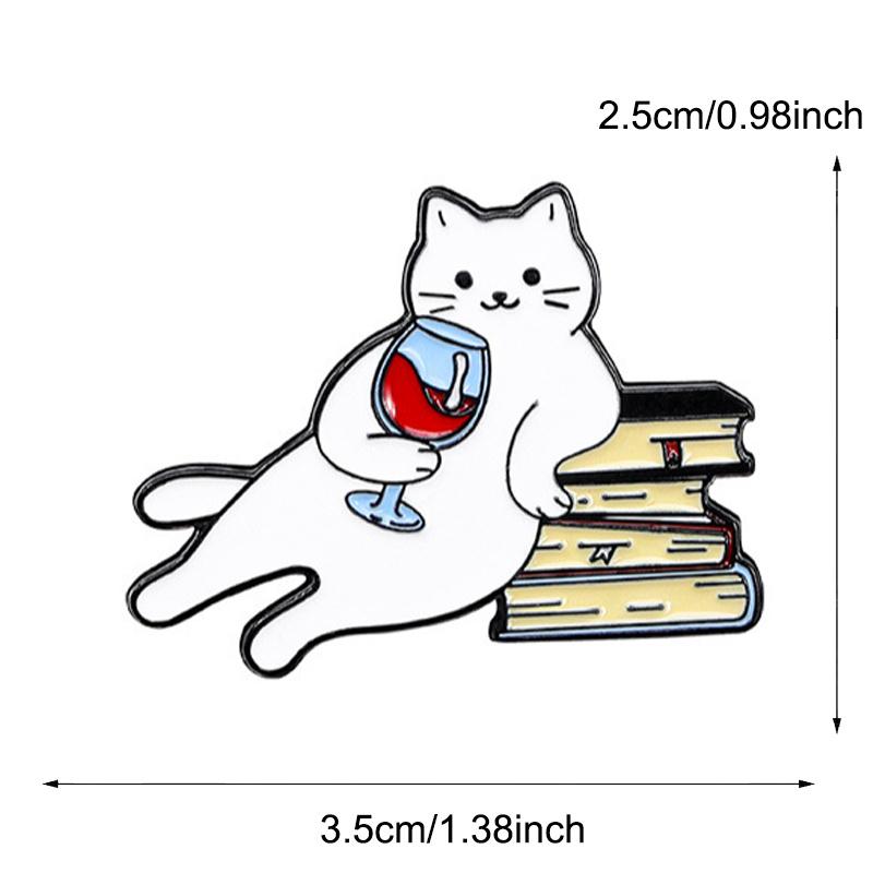 Cute Cat Red Wine Brooch Fun Backpack Accessories Casual Badge Accessories