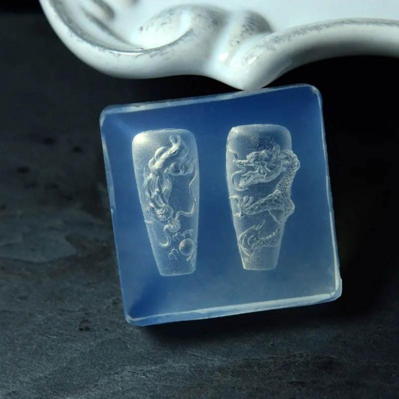 Silikonformen für Nagelkunst, handgefertigt, DIY-Nagelwerkzeuge, Drachen-/Schlangen-Nagelschnitzformen, Silikonmaterial für die Nageldekoration
