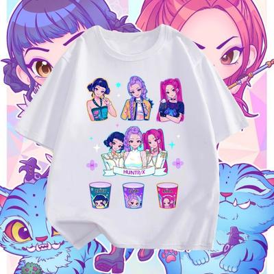 T-shirt Chasseurs de Démons Drôle Dessin Animé Manches Courtes Fille Anime Mode et Confort
