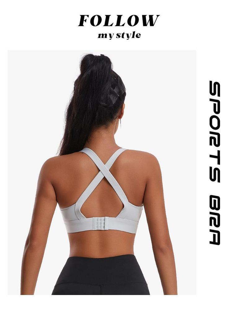 Women's Shockproof Sports Bra for Running and Yoga - Wire-Free, Side Support, Beautiful Back Design