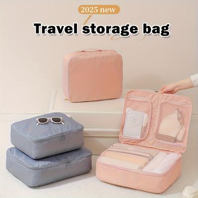 1 Stück Reise Tragbare Kleideraufbewahrungstasche Große Kapazität 3 Fächer Atmungsaktives Netzgewebe Tasche für Unterwäsche Organizer Tasche Gepäck Aufbewahrung