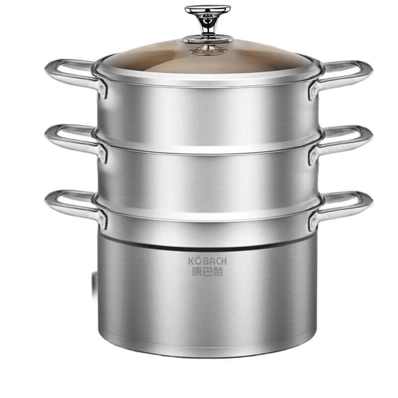 KABACH 28CM Three-Layer Stainless Steel Steamer Set