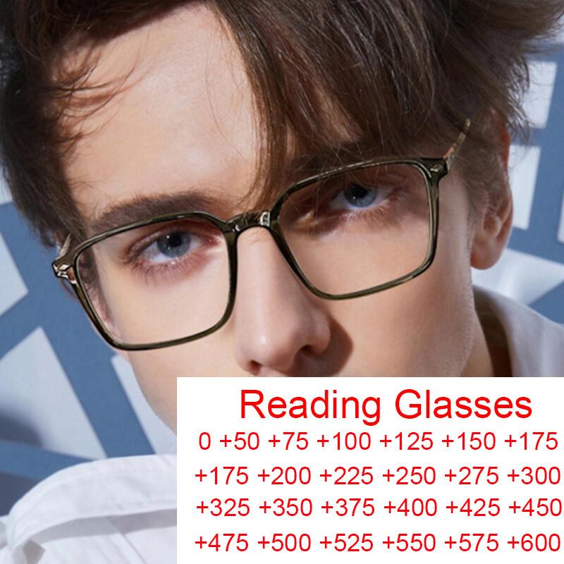 Reading Farsighted Glasses For Men Square Prescription Transparent Eyeglasses TR90 Anti Blue Light Computer TiredEyesightGlasses