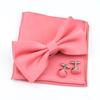 Einfarbiges Herren-Fliege-Taschentuch-Manschettenknopf-Set aus Polyester, Schmetterling, Hochzeit, Party, Abendessen, Zubehör