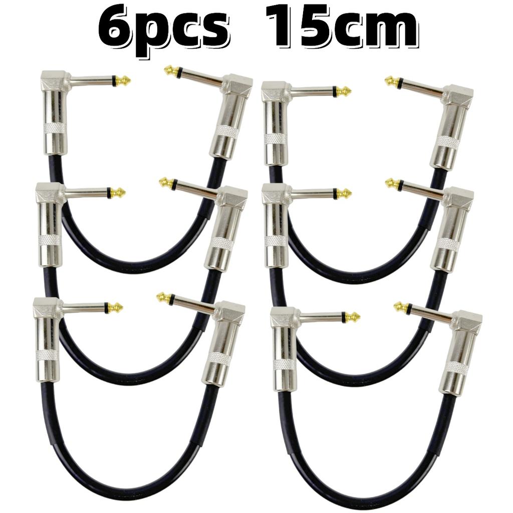 Guitar Effects Cable 15/30/50cm 1/4 Inch Right Angle Cable Instruments Patch Cord 6.35MM Electric Guitar Effect Wire Metal Head