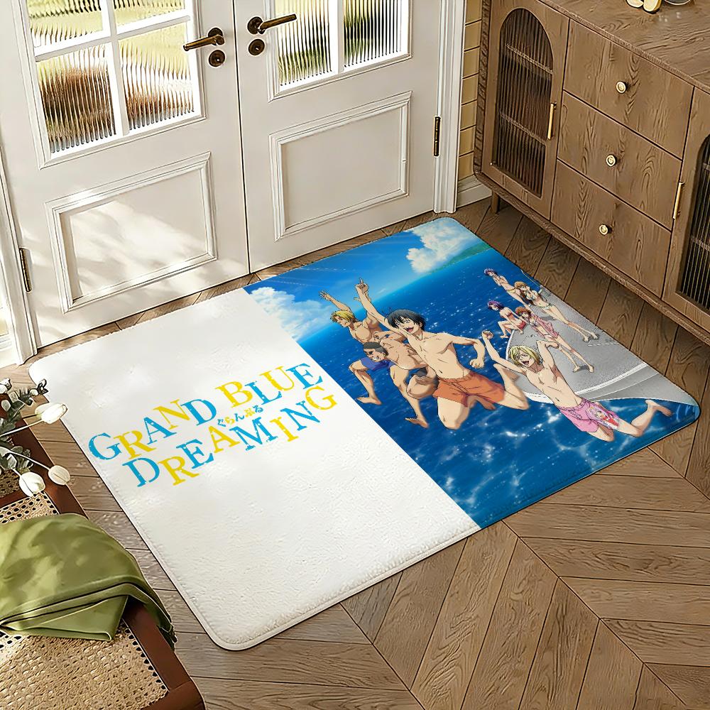 Grand Blue Dreaming Floor Mat Soft Thickened Absorbent Non-Slip Bedroom Living Room Door Mat Home Decor Flannel Rugs