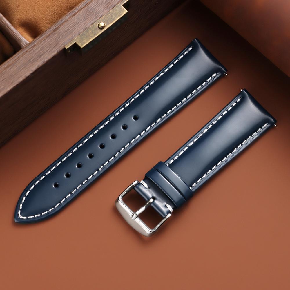 Glossy Oil Wax Leather Watch Strap for Men 18mm 19mm 20mm 21mm 22mm Universal Watch Band Brown Wristband Quick Release Bracelets