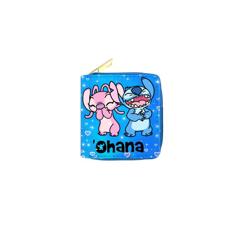 Disney Stitch PU Leather Short Zip Wallet for Women Students Cute Card Holder Coin Purse ID Case 6pcs