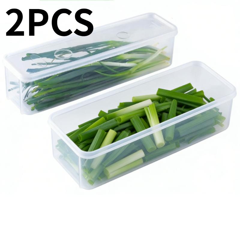 Rectangular Food Storage Containers Refrigerator Cilantro Scallion Storage Box Kitchen Noodles Eggs Vegetable Organizer Boxes
