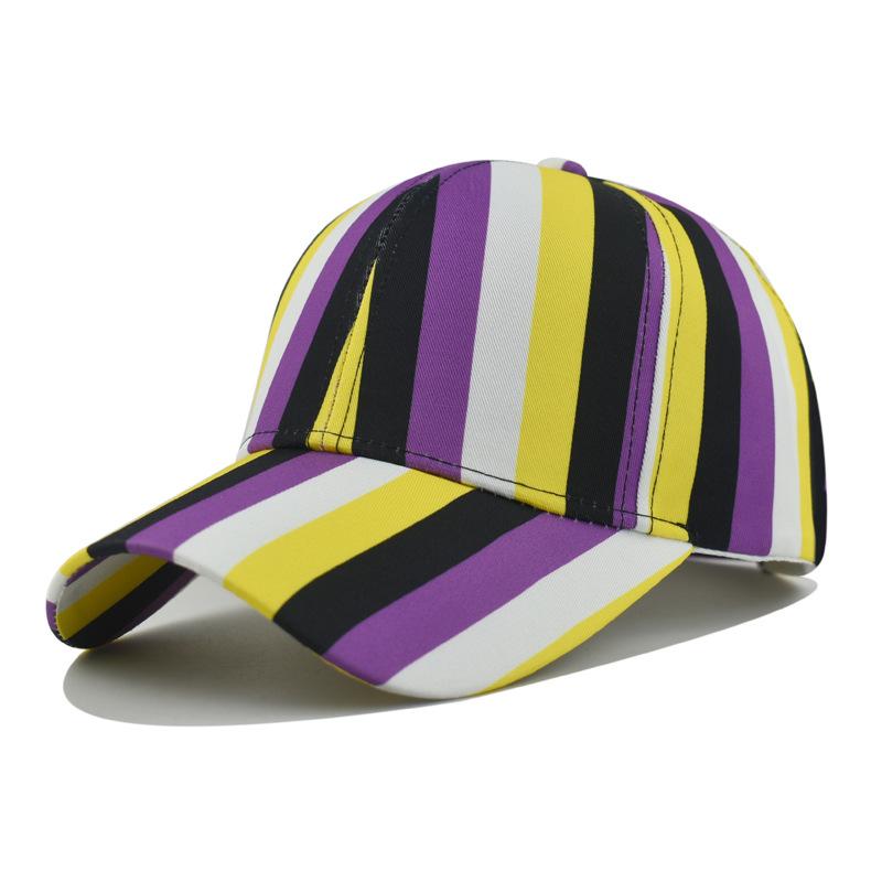 

Colorful Striped Baseball Cap for Men Women, Rainbow Vertical Stripe Adjustable Trucker Hat 54-60cm