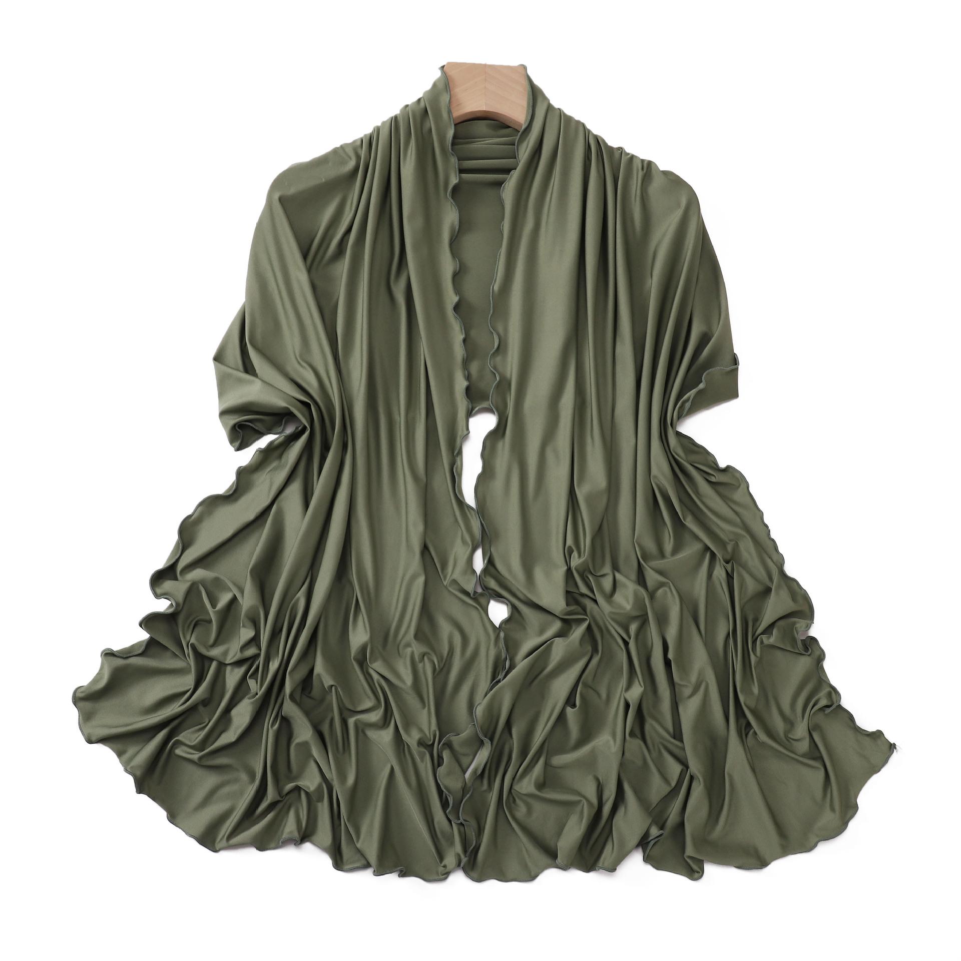 

Хиджаб из джерси Fériel с волнистой кромкой, однотонный, из молочного шелка, шарф, платок, шаль, шелковый шарф, эластичный вязаный шарф, женский