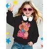 Kids Crewneck Sweatshirt, Cartoon Bear Strawberry Cherry Print Cute Sweet Casual Long Sleeve Top