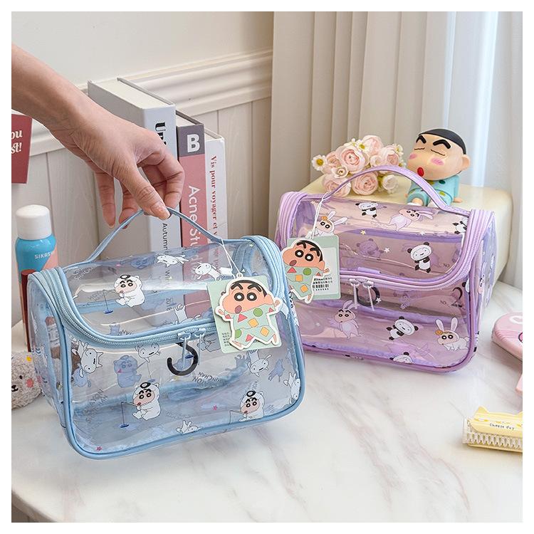 Crayon Shin Chan Makeup Bags Travel Cosmetic Organizer Cartoon Shin-Chan Handbag Wateproof Storage Bags Transparent Washing Bag