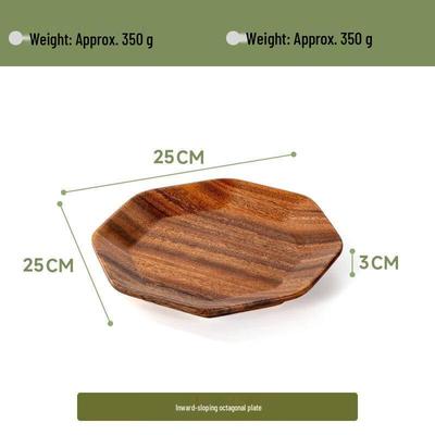 ZISIZ Walnut Wood Hexagonal Serving Plate