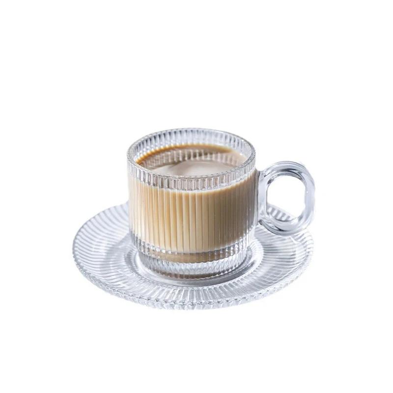 High End American Style Coffee Cups Light Luxury Afternoon Tea Glass Coffee Cup Home Breakfast Oat Yogurt Cup