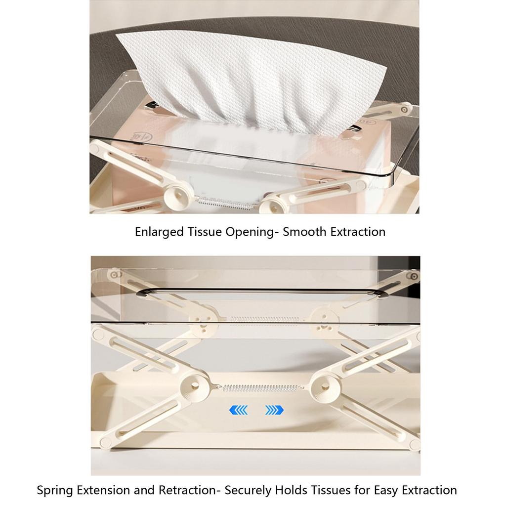 Clear Tissue Box Holder Spring-loaded Tissue Dispenser Transparent Desktop Tissue Box Cover for Home Office Bathroom Car