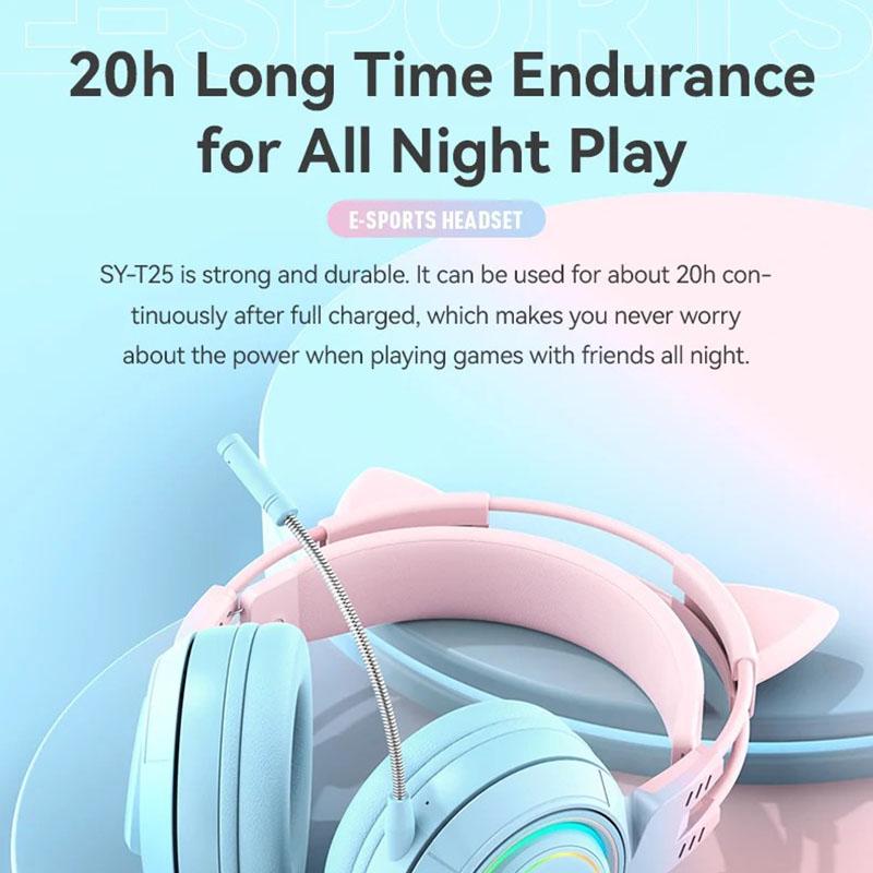 2 in 1 Cute Antlers/Cat Ears Wireless Bluetooth Headphones Gamer 3.5mm Headset Gaming Headphones Gift for Children Low Latency