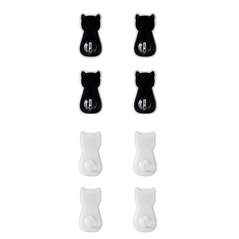 4pcs Waterproof Adhesive Hook for Bathroom Kitchen Cute Cats Door Hanger Holder Clothes Towel Racks Wall Decoration
