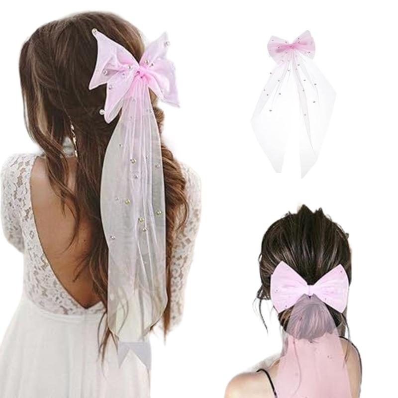 Wedding Party Bride Veil with Beadwork DoubleLayer Bows Bridal Veil Elegant Short Veil Bride Bridemaid Hair Accessories