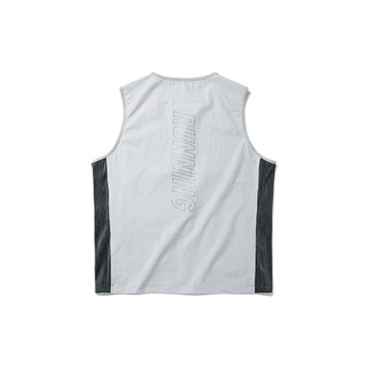 Anta Letter Print Large Pocket Zipper Woven Sports Vest Men Vests Gray 152215605-1